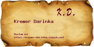 Kremer Darinka névjegykártya